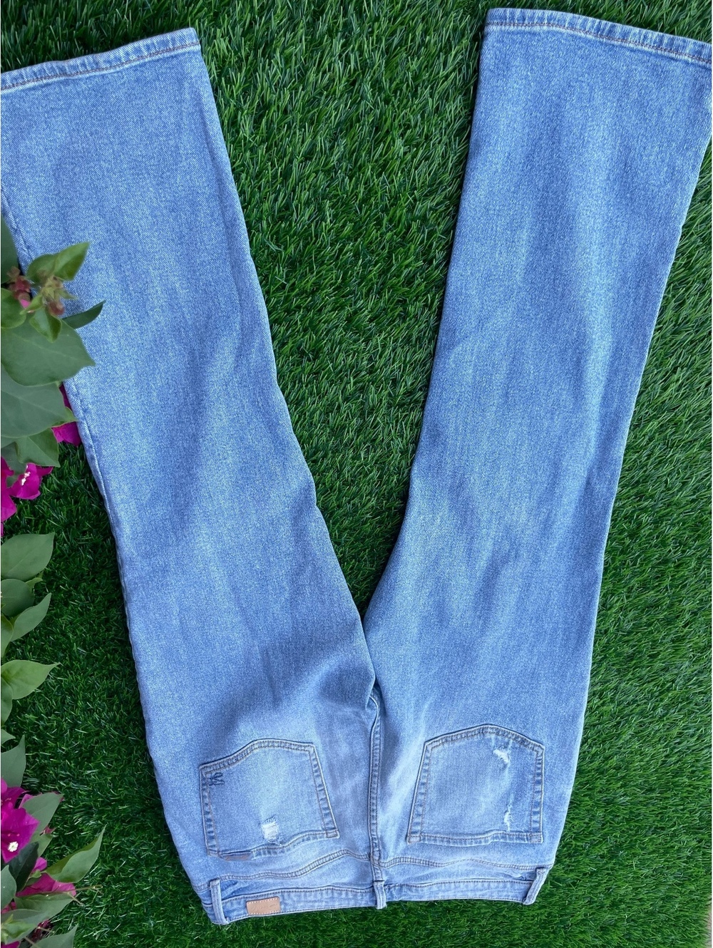 Seven7  Relaxed Fit Light Blue Distressed Jeans